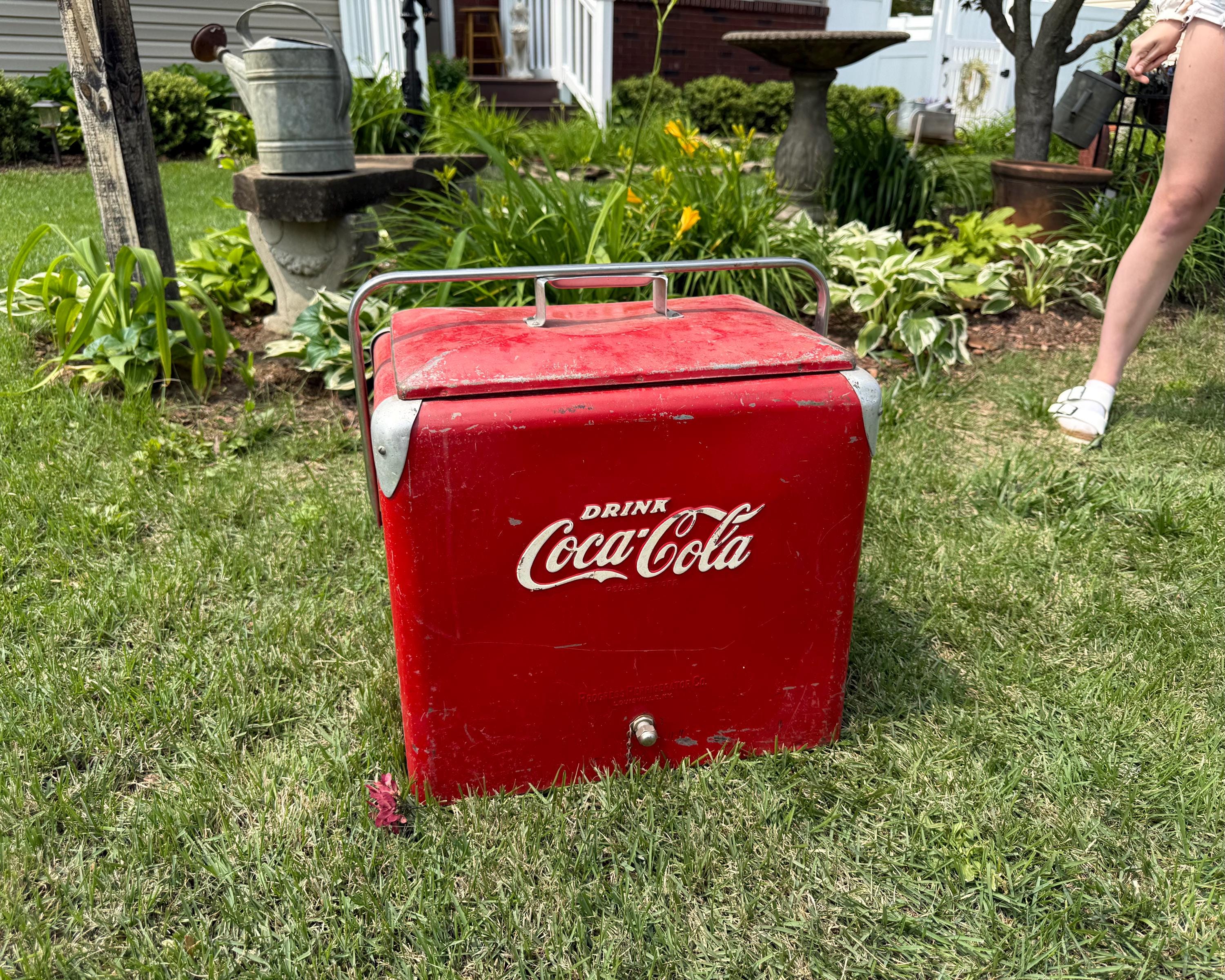 Vintage 1950s Coca Cola Cooler: Rustic Metal Picnic Ice Box - Etsy