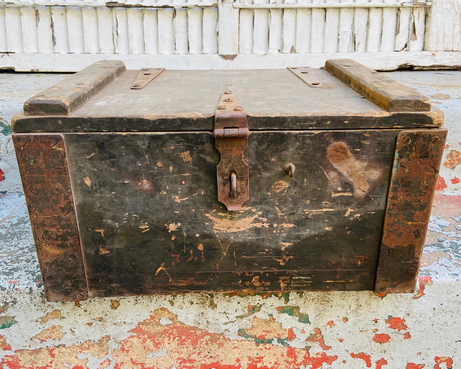 Antique Lock Box Crate Strongbox Ammunition Crate Ammo Crate Etsy
