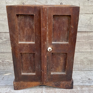 Antique Miniature Wooden Hutch: Primitive Americana Cabinet, Dollhouse Furniture