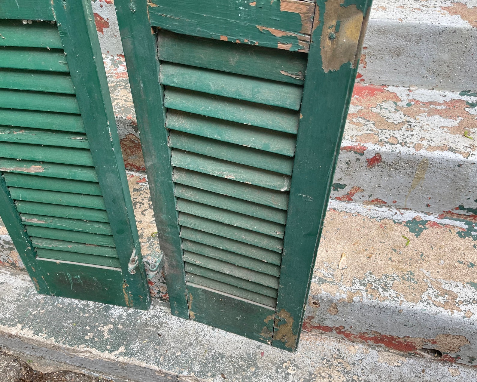 Large Antique Shutters Vintage Pair of Shutters Rustic GREEN Etsy