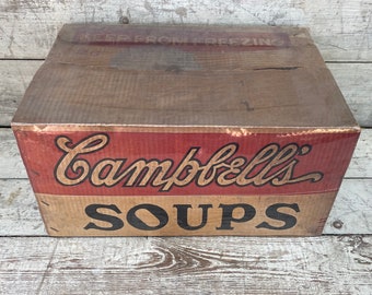 Antique Campbells Soup Crate Advertising Box Camden New Jersey Rustic Home Decor Country Old General Store Wall Hanging Hanger