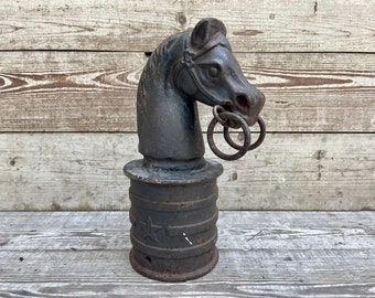Antique Cast Iron Horse Head Hitching Post With Double Nose Etsy
