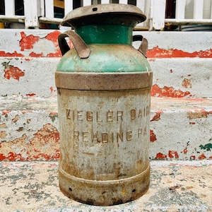 Vintage Milk Can ZIEGLER DAIRY Reading PENNSYLVANIA Antique Milk Jug Antique Milk Churn Garden Decor Yard Art Outdoor Decorations Old Farm