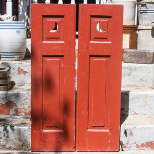 Vintage Wooden Shutters Antique Shutters Shutter Doors Pair of Shutters Victorian Salvage Architectural Garden Decor Large Door 40&#39;&#39; x 12&#39;&#39;