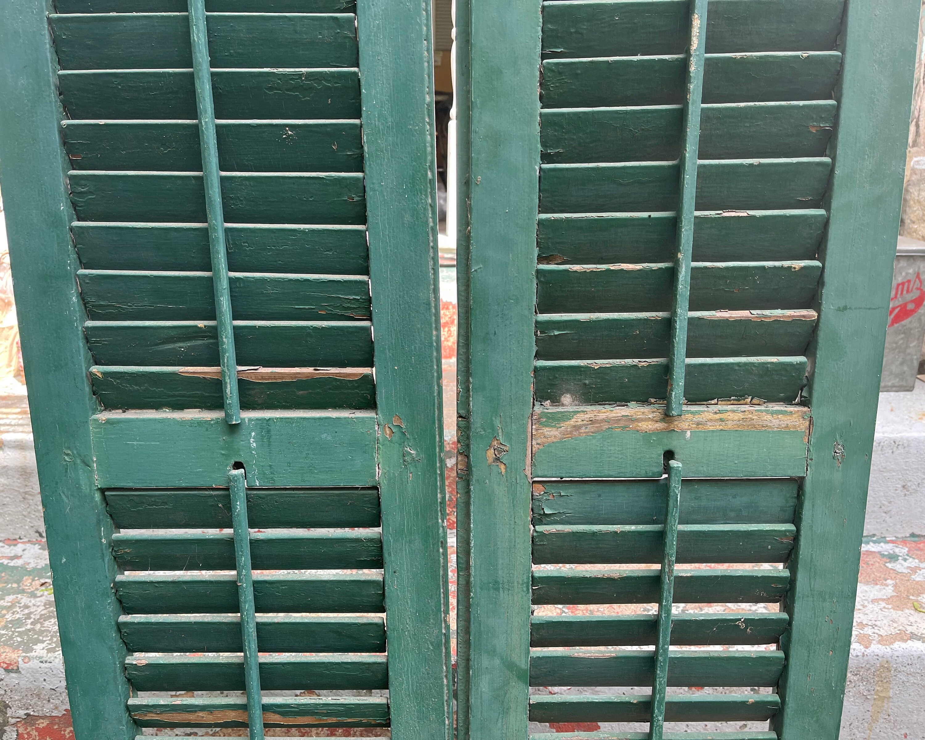 Large Antique Shutters Vintage Pair of Shutters Rustic GREEN Etsy