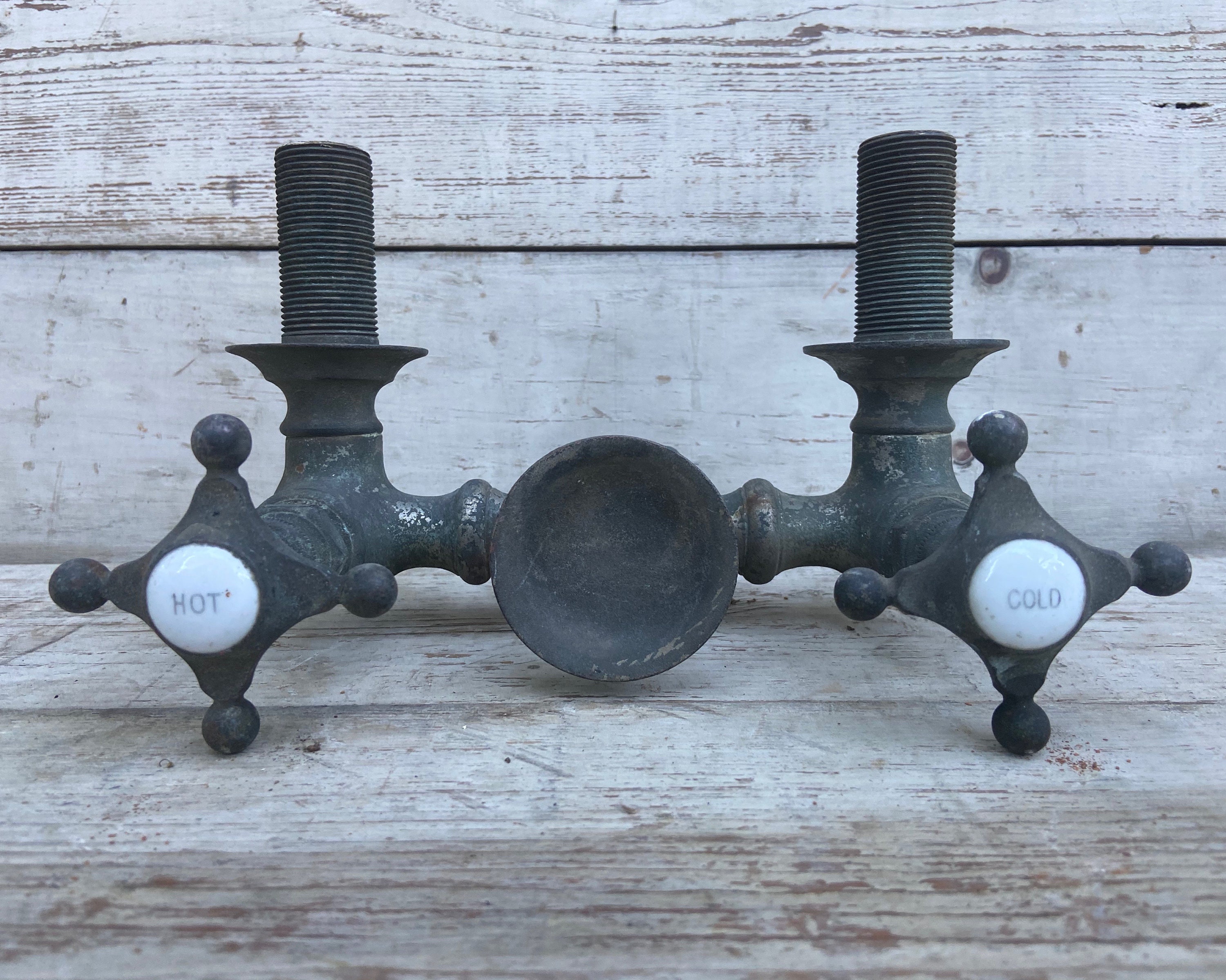 Vintage Sink Faucet Porcelain Metal Faucet with Handles Etsy