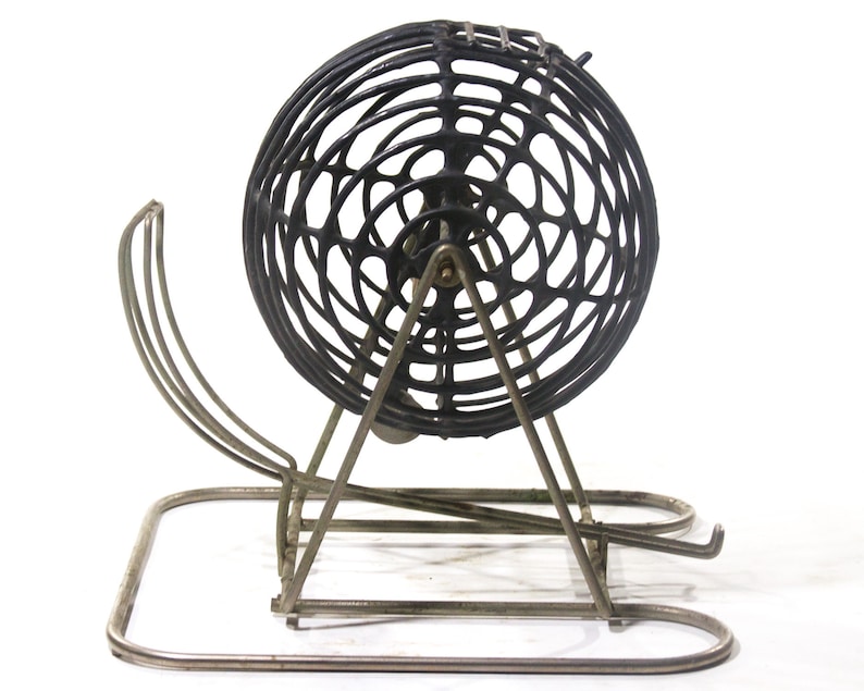 Antique Metal Bingo Cage Vintage Ball Tumbler Dice Roller Etsy