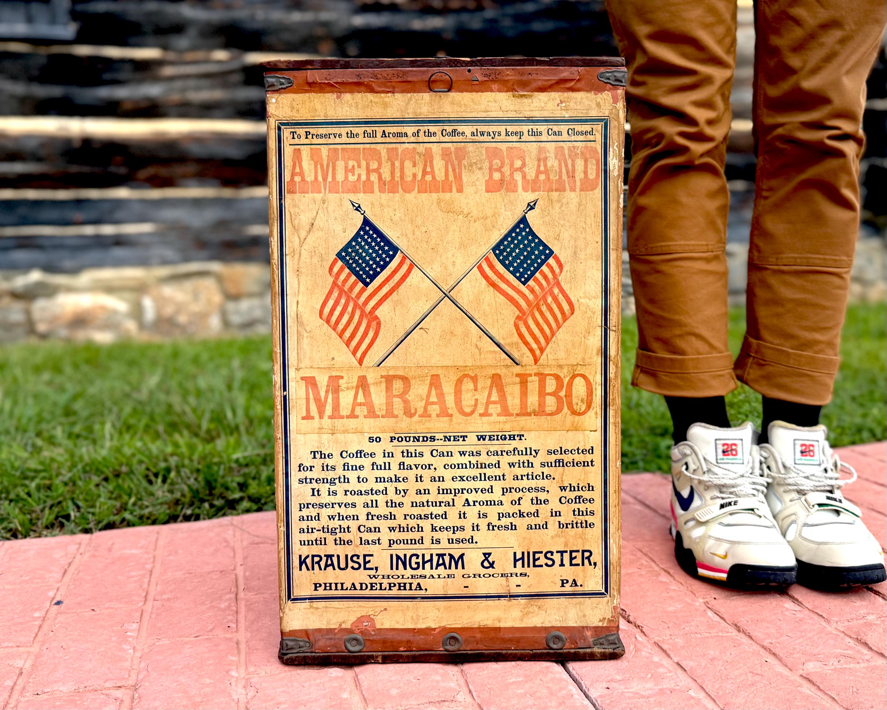 Antique Coffee Bin, AMERICAN BRAND COFFEE Advertising Store