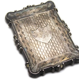 INCREÍBLE ANTIGUO Titular de la tarjeta de plata Navidad victoriana 1850 Caja de plata antigua Caja de plata Caja de tarjeta segura Caja de regalo Idea Caja de bolsillo