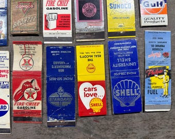 Vintage Gas & Oil Matchbook Collection: Shell, Texaco, Gulf