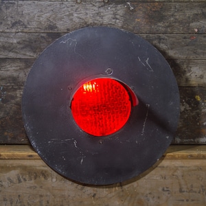 Railroad Signal Light, Vintage Industrial Lighting, Large Red Lamp, Home Decor, Outdoor Light