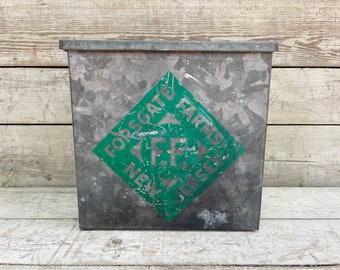 Antique Galvanized Milk Box FORSGATE FARMS NJ Old Metal Cooler Milk Man Front Porch Bottle Storage Bin Farmhouse Antiques Rustic home Decor