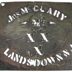 Antique Copper Stencil: Jos McClary, Landsdown N.J., Advertising Sign