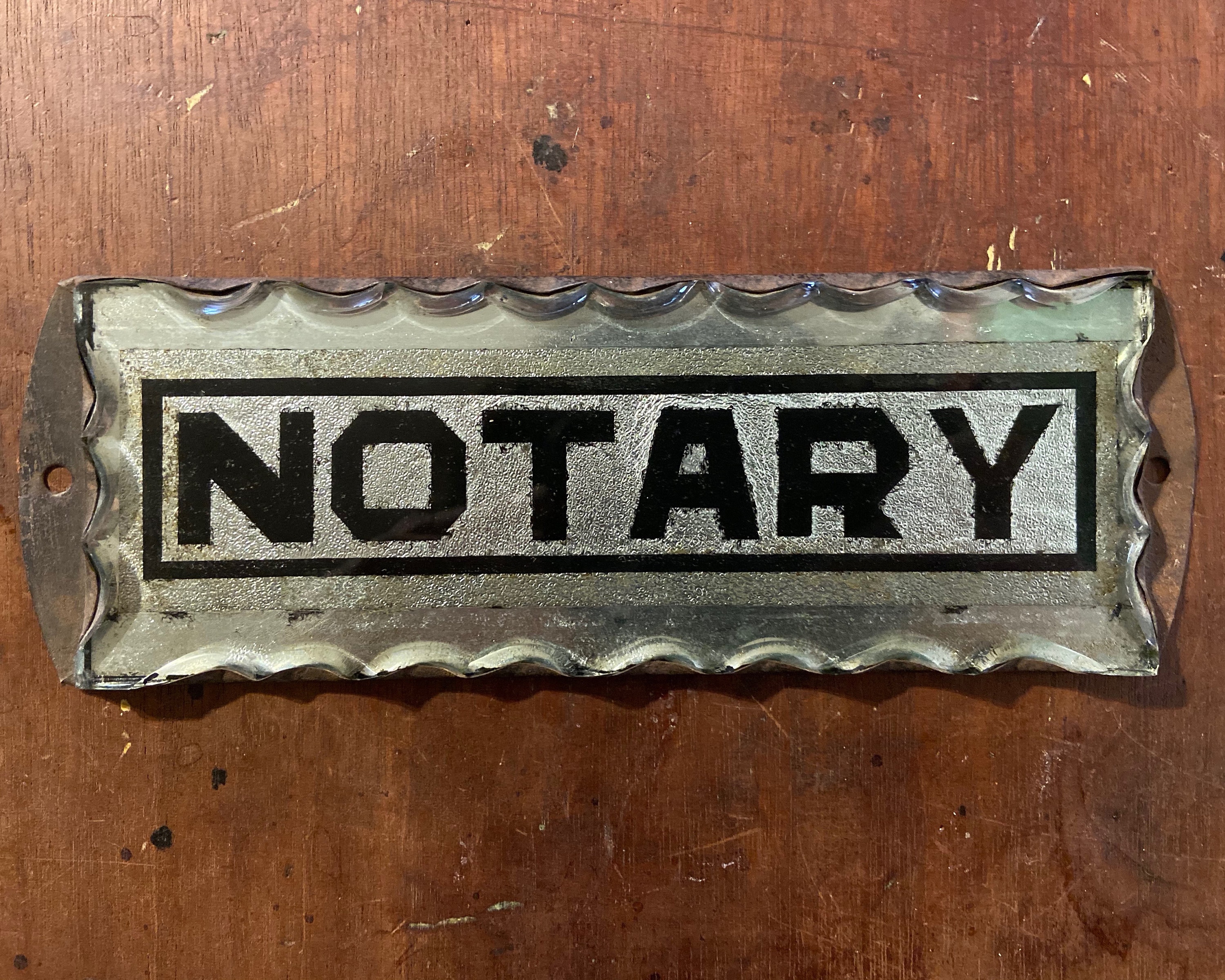 Vintage Reverse Glass Sign Metal Sign NOTARY Antique Office Etsy