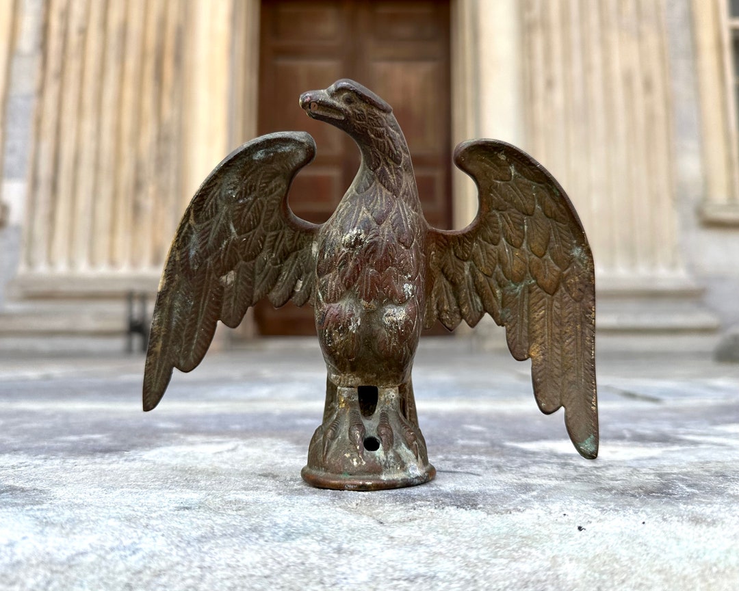 Antique Bronze Eagle Flag Pole Topper Finial, Civil War Eagle