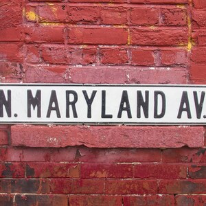 Vintage Maryland Avenue Street Sign Old Fashioned Metal St Signage North MD Ave Road Name Wall Hanger Hanging Art Rustic Home Decor Embossed