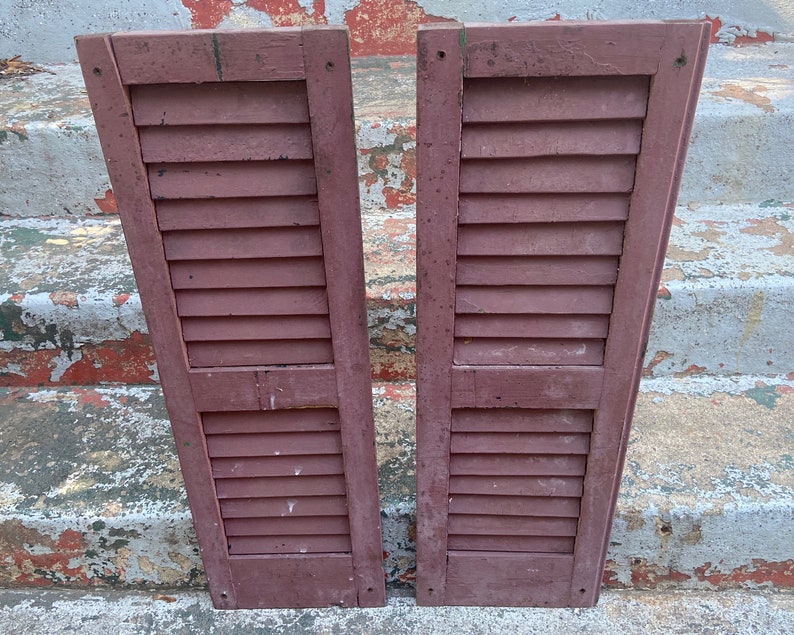 Antique Rustic Shutters With Chippy Paint Louvered Shutters Etsy