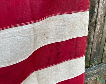 ヴィンテージ48星アメリカ国旗：アンティーク調アメリカーナ風壁飾り