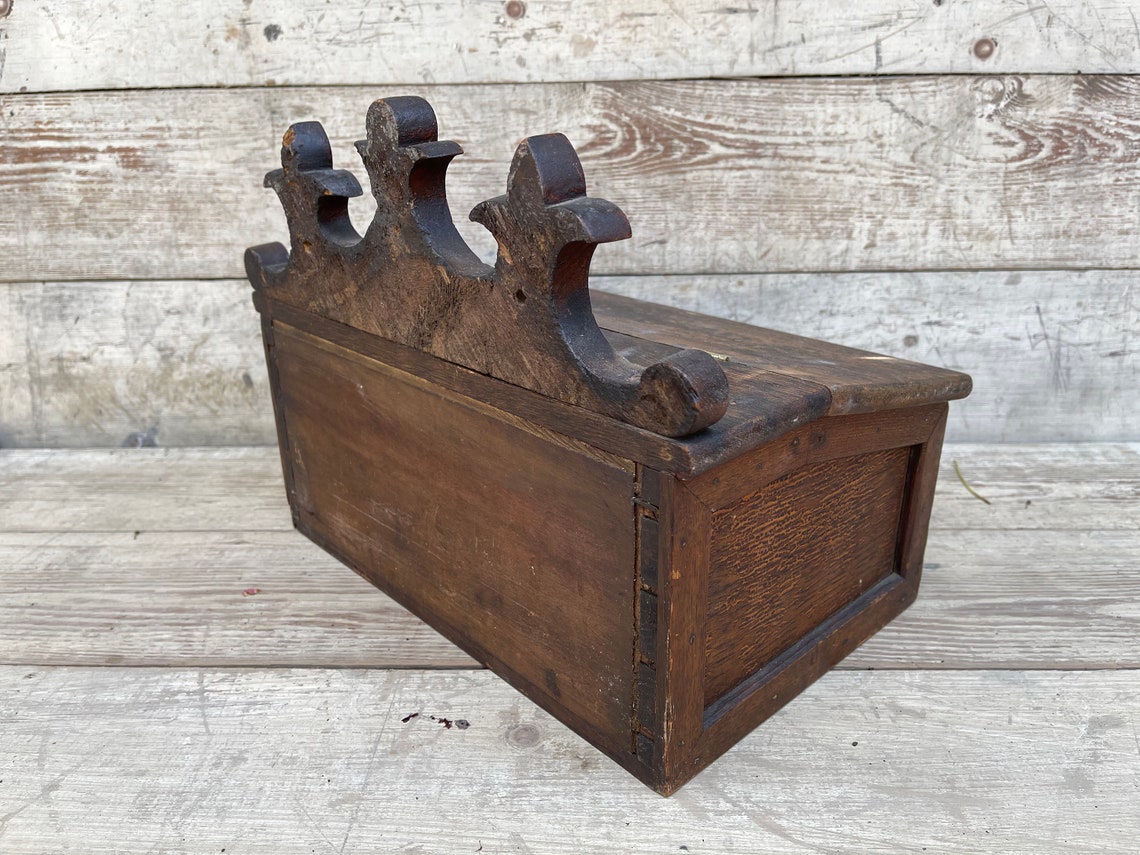 Antique Alms Box Wooden Wall Box Primitive Folk Art Church Etsy