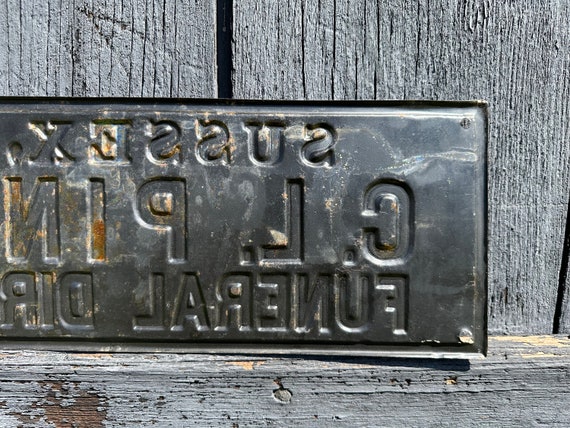 Antique Funeral Director Sign: C.L. Pinkel Finger Pointer, Sussex