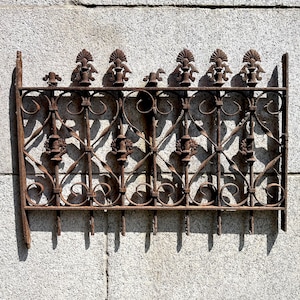 Antique Wrought Iron Gate, Iron Fence Gate, Architectural Salvage, Victorian Home Decor, Gothic Revival, Window Gate, Vintage Garden Gate