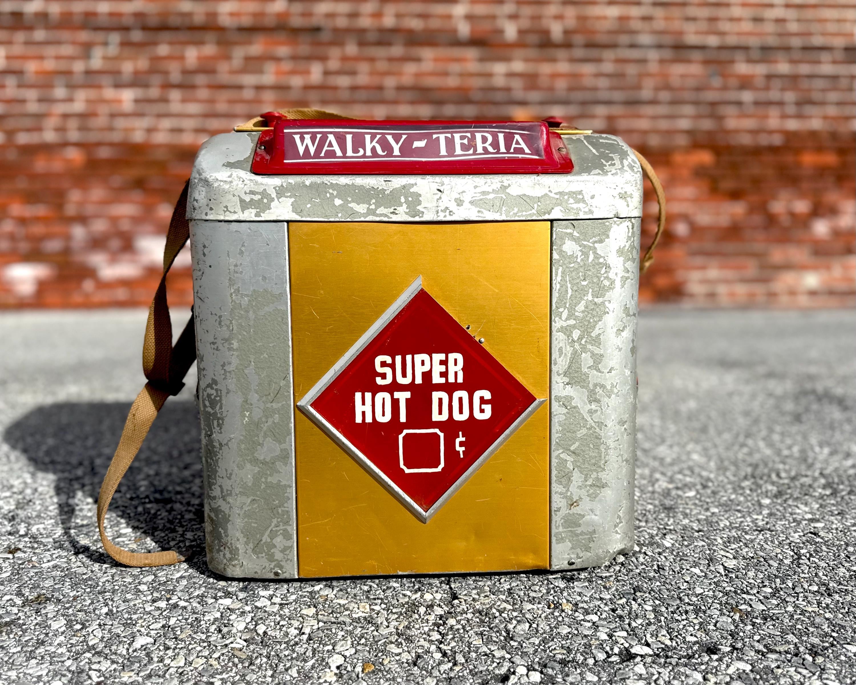 Vintage 1950s Baseball Stadium Hotdog Vending Container: Metal