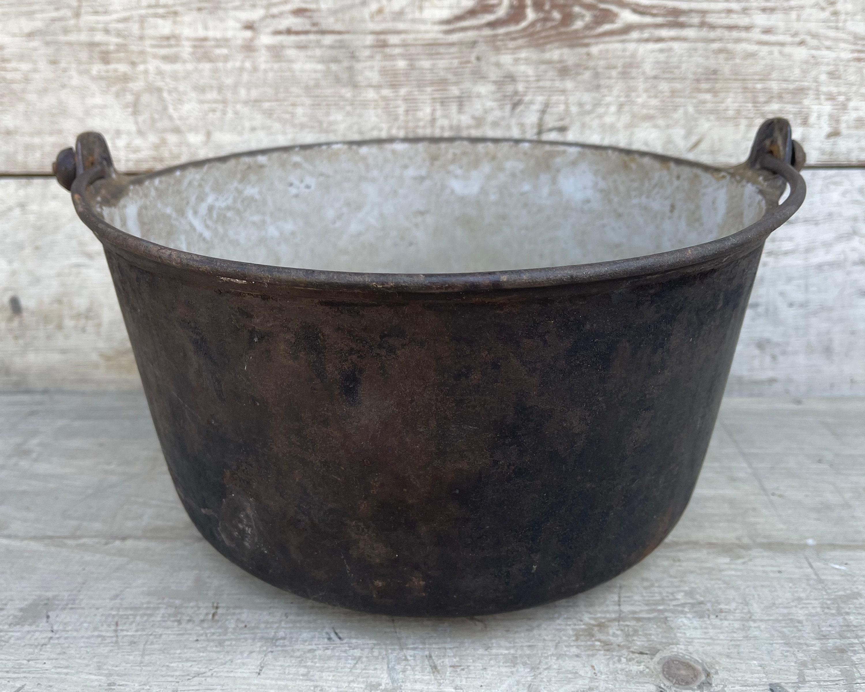Cast Iron Deep small Cauldron Pan With Handle – Unique Antiques of