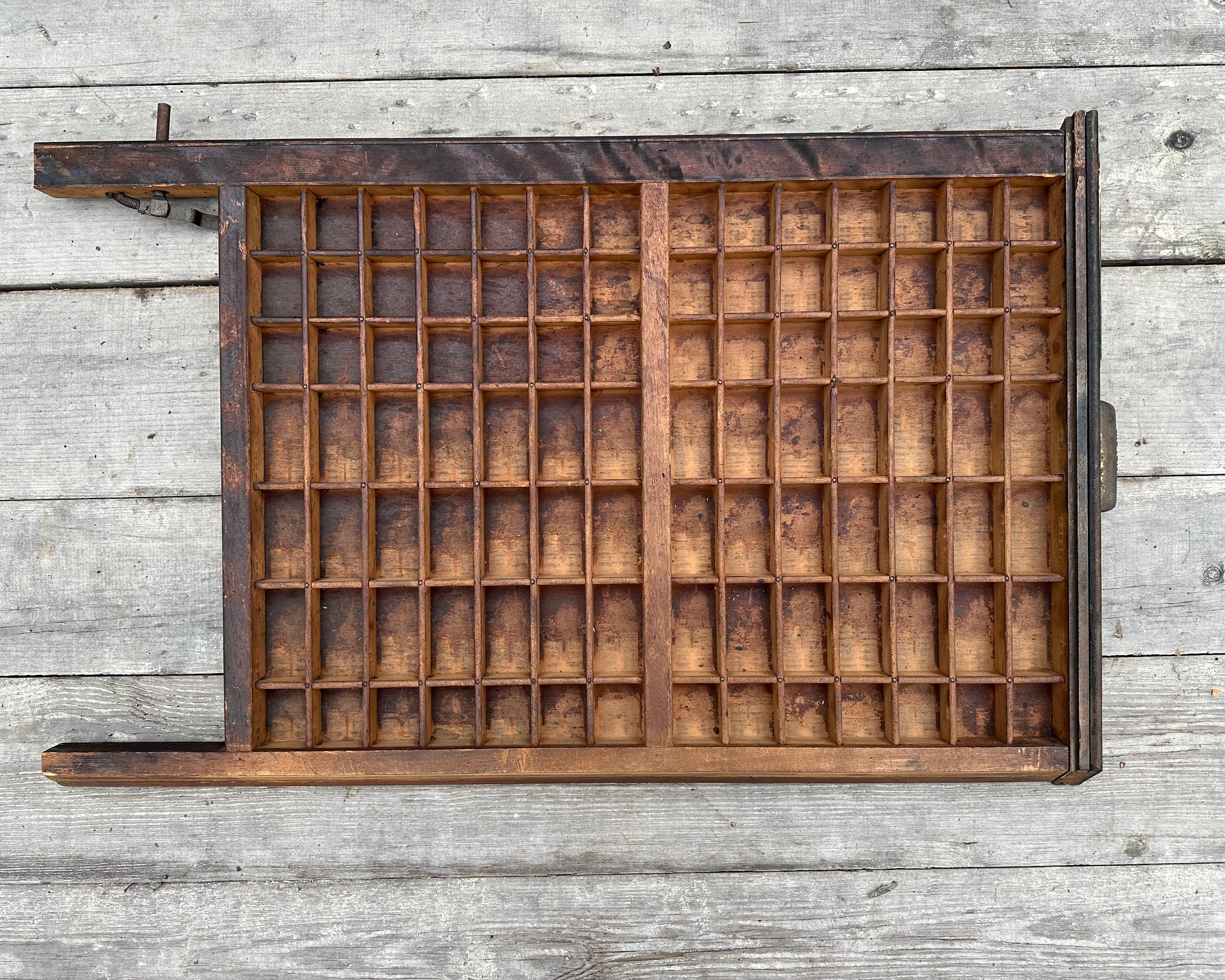 Vintage Ludlow Typeset Drawer: Rustic Wood Printer Tray Display