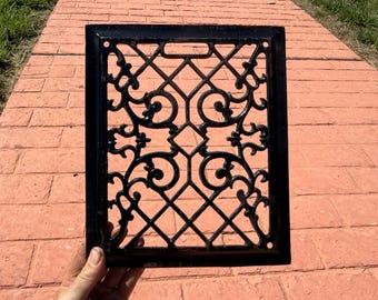 Victorian Cast Iron Heater Grate: Ornate Antique Architectural Salvage