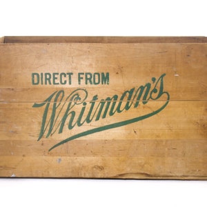 Whitman's Chocolate Crate, Antique Advertising Crate, Wooden Box, Shipping Crate Coffee Table, Vintage Storage, Industrial Decor Design