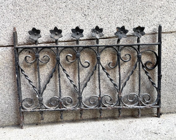 Antique Wrought Iron Garden Fence: Victorian Flower Gate, Chippy