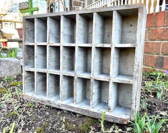 Antique Wooden Cabinet OLD ORIGINAL PAINT Apothecary Shelf Mail Sorter Slots Shadow Box Vintage Shabby Chic Organizer Primitive Cubby Boxes