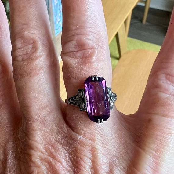 Vintage Silver Amythyst Ring - image 5