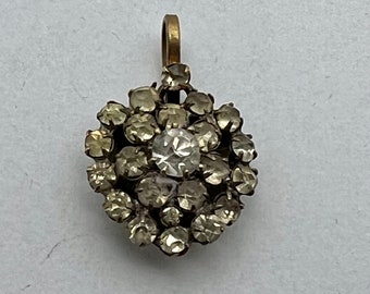 Victorian diamond paste brass heart pendant necklace charm