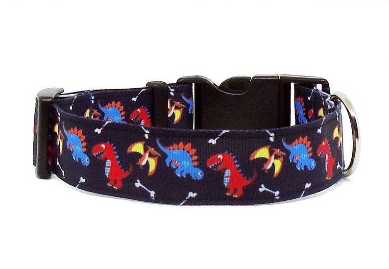 Blue and Red Dinosaurs Dog Collar and Lead Set Etsy