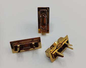 Purse Closure #12, squeeze clasp, GORGEOUS, gold-tone over steel, high quality shine Purse/Bag Hardware Leather