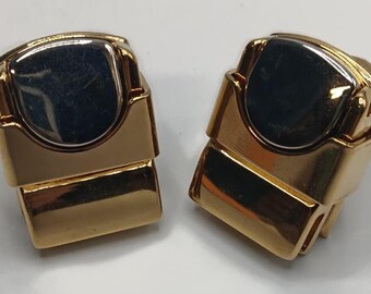 Purse Lock Clasp #2 with fold back tabs, two-tone gold/nickel, high quality shine Purse/Bag Hardware Leather
