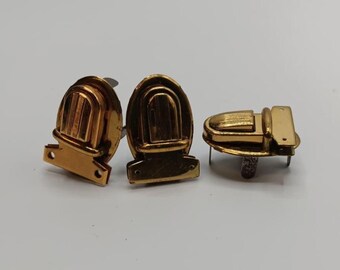 Slide Lock Tuck Lock #9, medium 1 1/4", gold-tone over steel, high quality shine Purse/Bag Hardware Leather