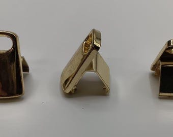 Key Ring #11, squeeze back clamp, gold-tone over steel, high quality shine Purse/Bag Hardware Leather
