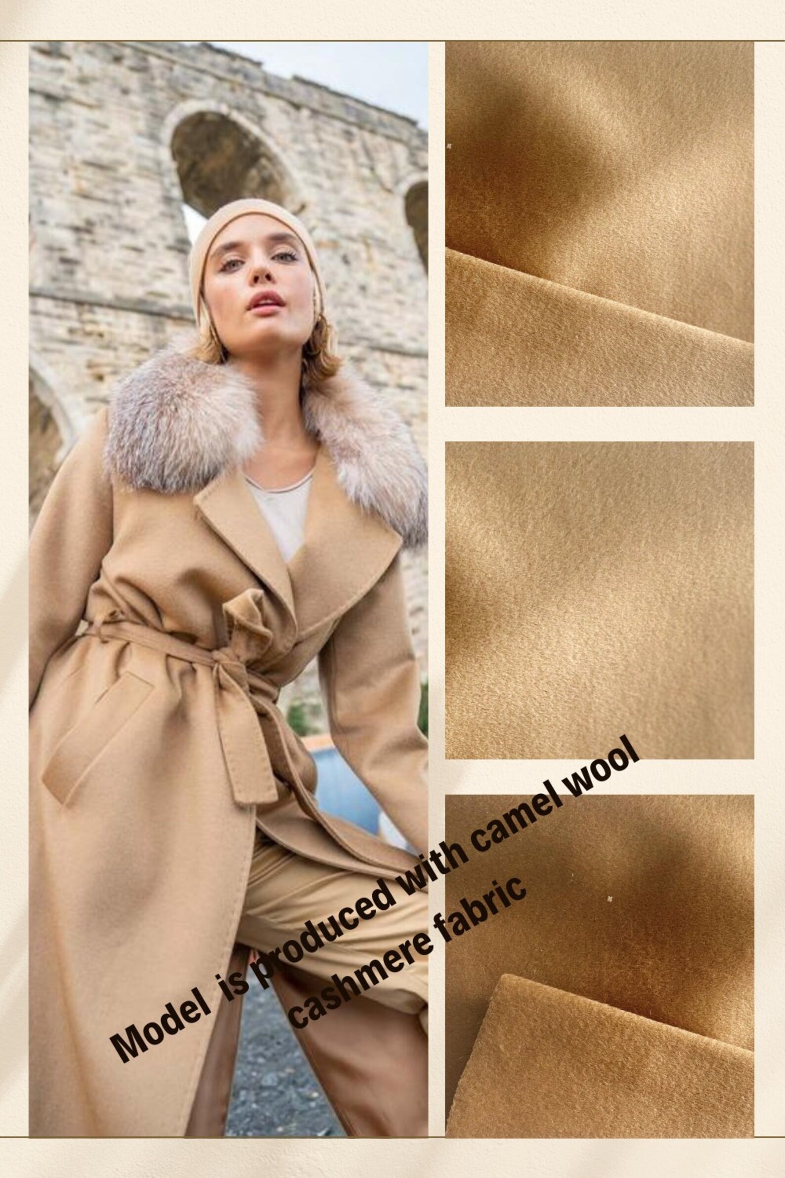 Navy Wool Cashmere Coat Fabric DIY for Woman Man Coat Cape Shawl Pancho