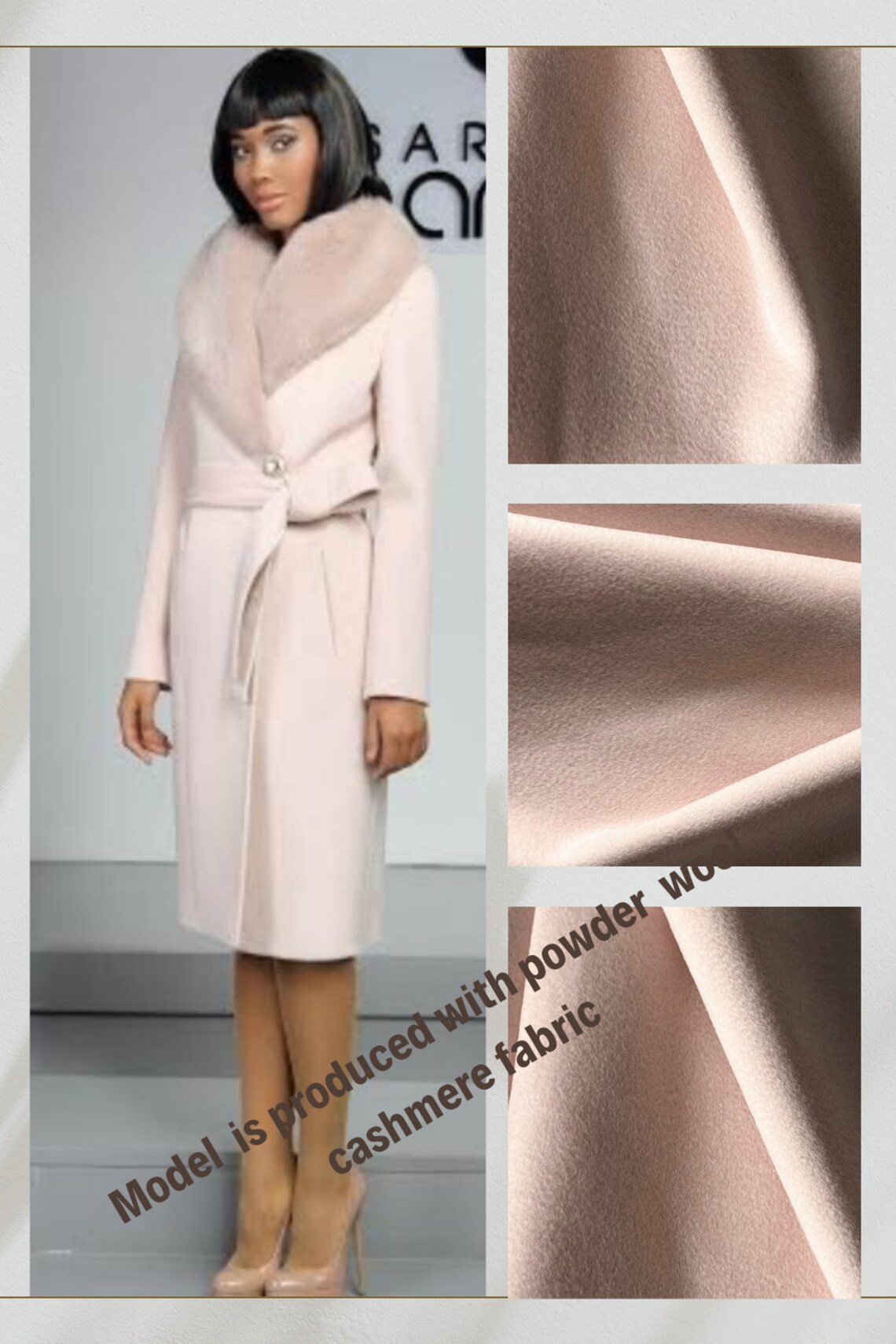 Navy Wool Cashmere Coat Fabric DIY for Woman Man Coat Cape Shawl Pancho