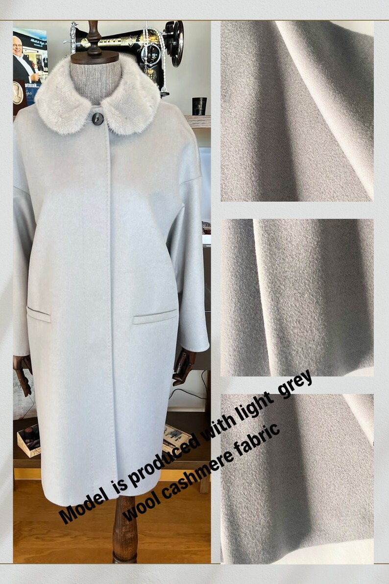 Navy Wool Cashmere Coat Fabric DIY for Woman Man Coat Cape Shawl Pancho