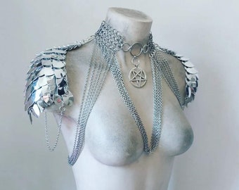 Scalemail & Chainmail Chain Pentagram Harness Pauldrons Festival Burningman Viking