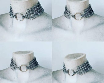 Chainmail Necklace Choker O-ring Larp Fantasywear Collar Amour Metal Jewelry