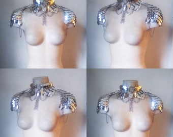 Scalemail Silver Chains Chainmail Harness Shoulder Pauldrons