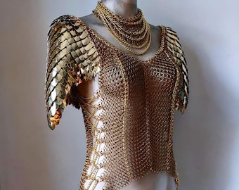Delores Brass Corset Armor Chainmail Scalemail
