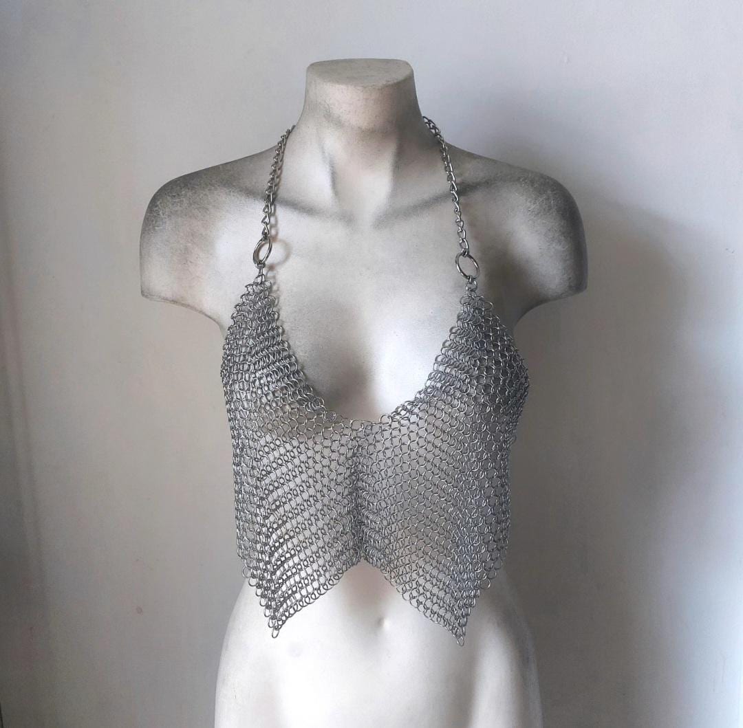 Highlander Gold Brass Halter Chainmail Harness Warrior Queen Festival Top