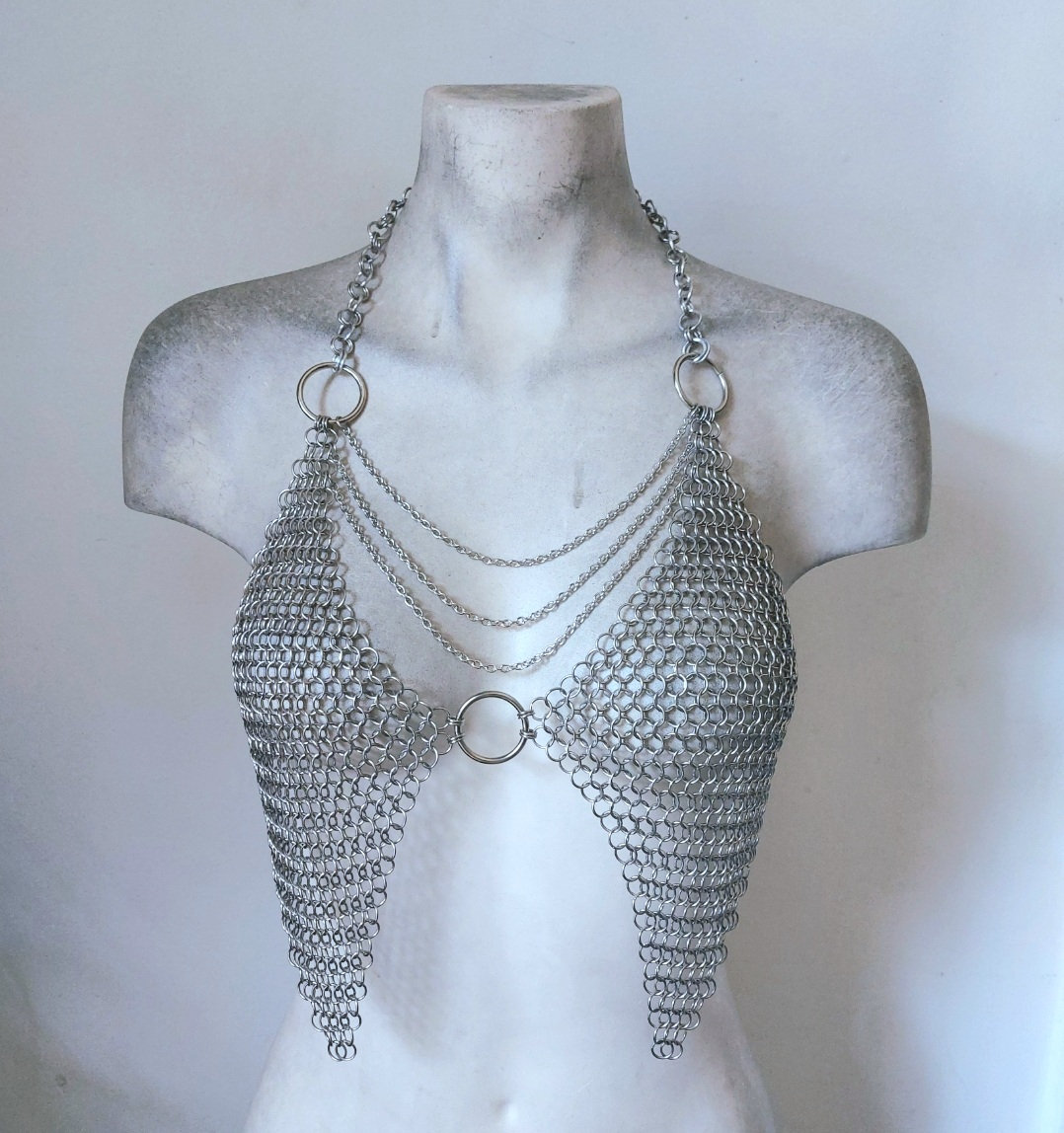 Silver Chainmail Halter Camisole with Chain Accents – Dreamgirl