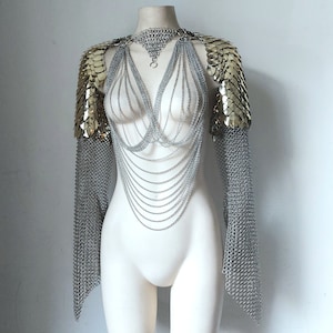 Wedding Scalemail Chainmail Shoulder Pauldrons Armour Metal Festival Medieval