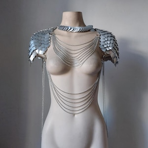 Deluxe Scalemail Chainmail Chain Harness Shoulder Pauldrons Scalemaille Armour